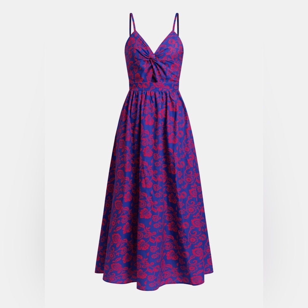 Cupshe Floral Print Knotted V-Neck Maxi Dress